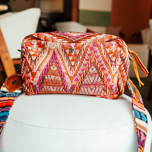 LARGE WANDER CROSSBODY BAG + STRAP SET - OOAK HUIPIL & CORTE - CAFE - NO. 15728