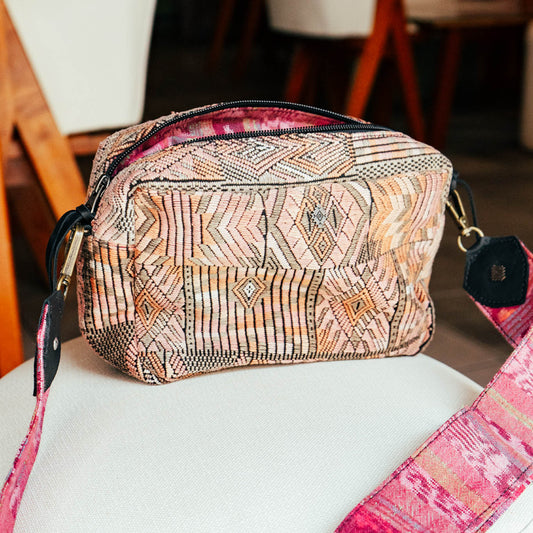 LARGE WANDER CROSSBODY BAG + STRAP SET - OOAK HUIPIL & CORTE - BLACK - NO. 15725