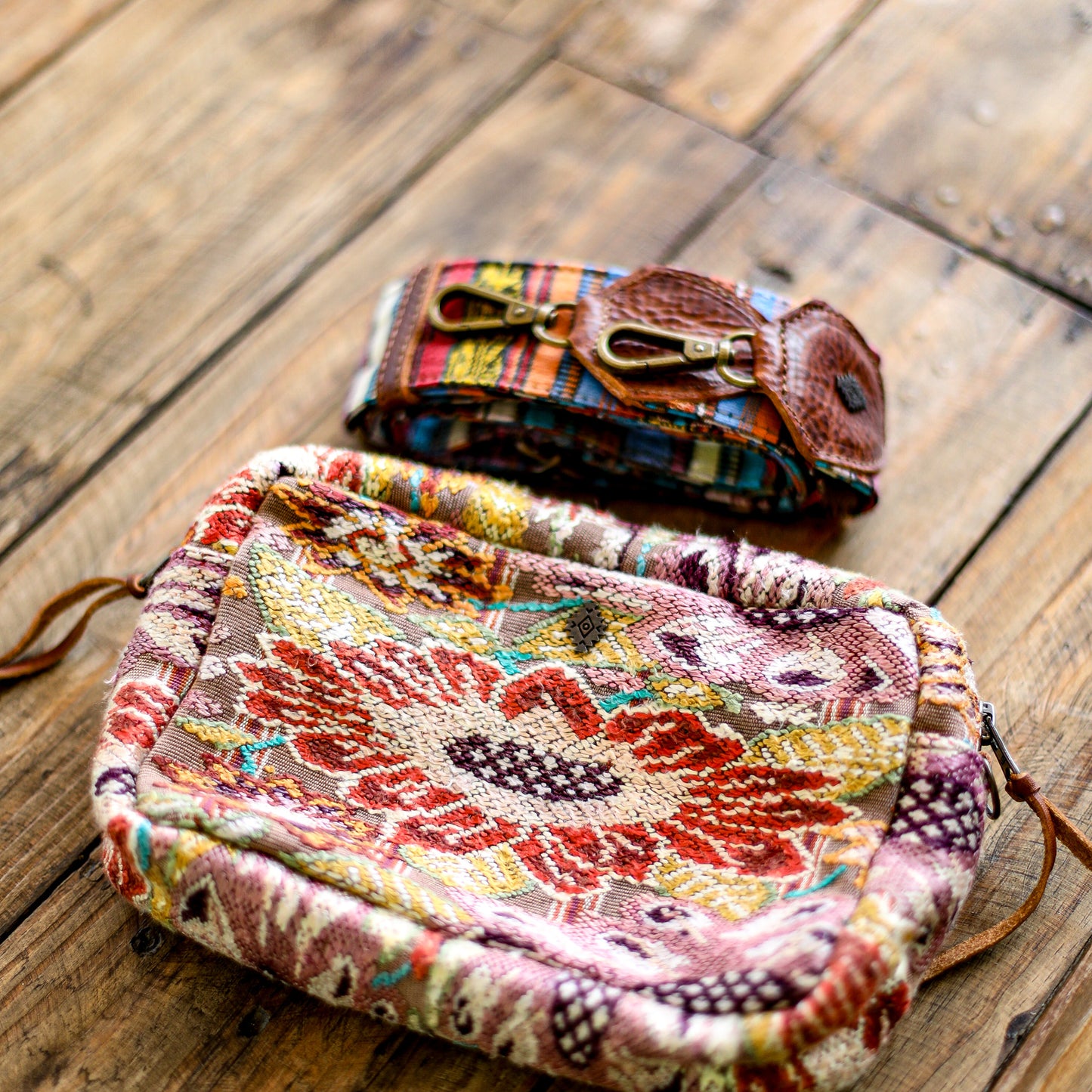 WANDER CROSSBODY SET - OOAK HUIPIL - HONEY - NO. 18556