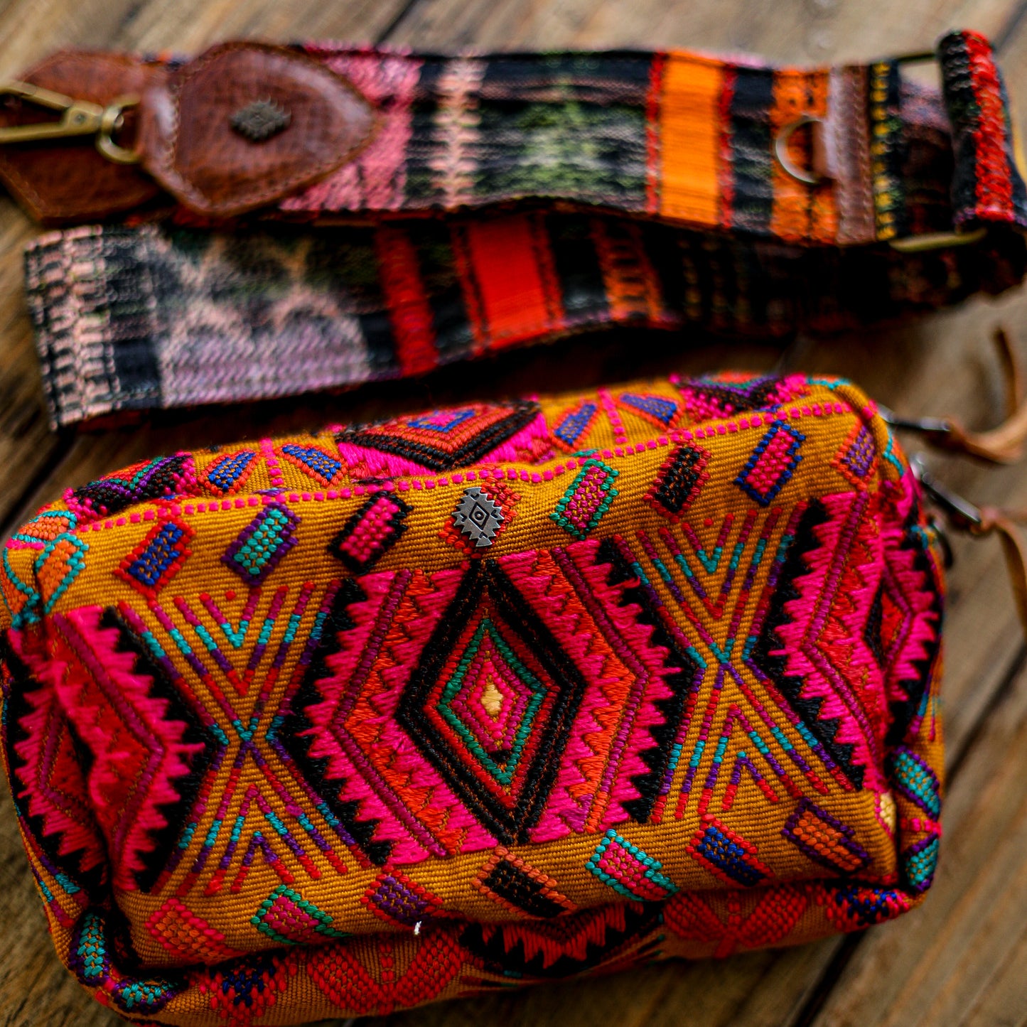 WANDER CROSSBODY SET - OOAK HUIPIL - HONEY - NO. 18560