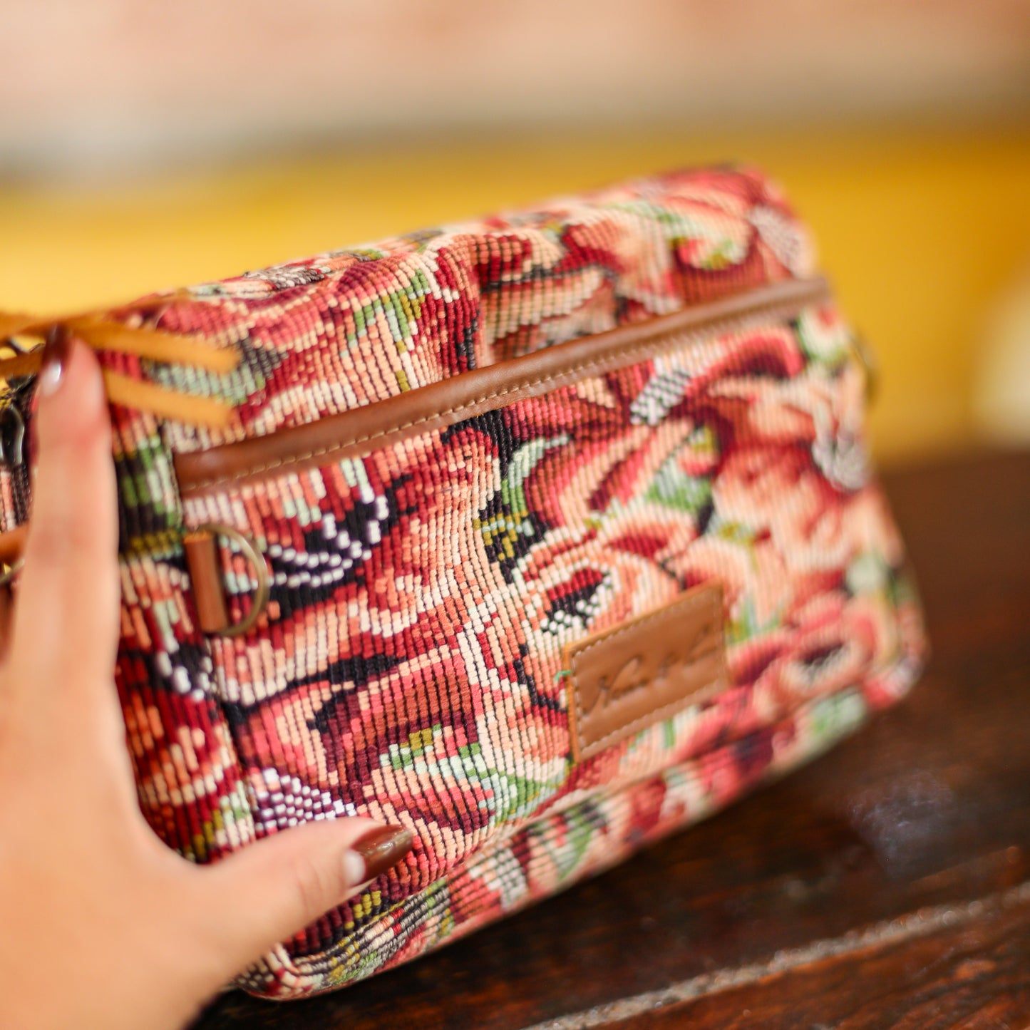 WANDER CROSSBODY BAG - LARGE - OOAK HUIPIL - CAFE - NO. 200458