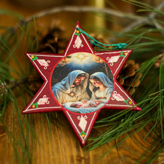 WOODEN STAR ORNAMENT - LARGE