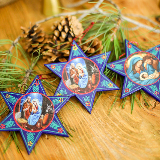 WOODEN STAR ORNAMENT - LARGE