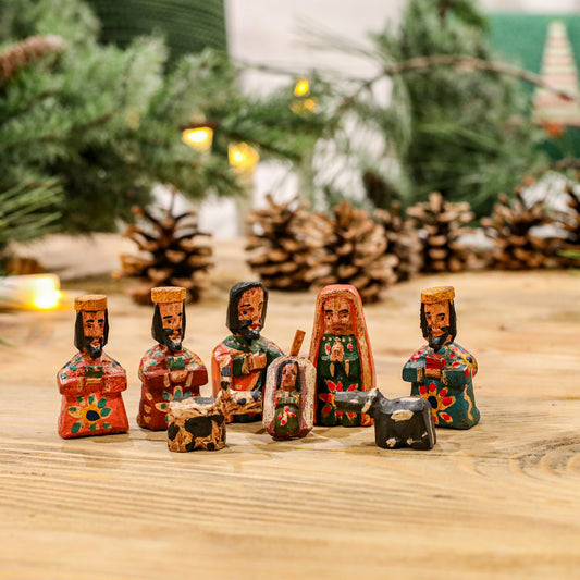 HAND PAINTED WOODEN NATIVITY - SMALL - NO. 10002