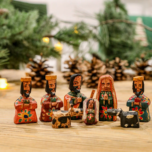 HAND PAINTED WOODEN NATIVITY - SMALL - NO. 10002