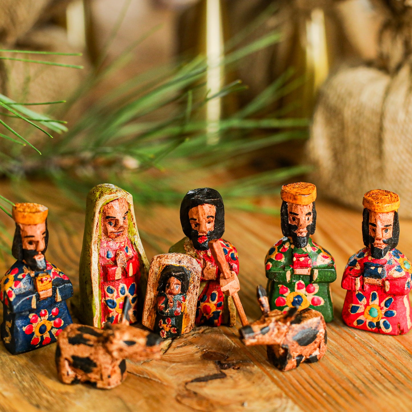 HAND PAINTED WOODEN NATIVITY - SMALL - NO. 10005