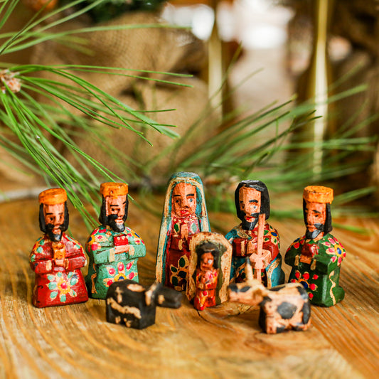 HAND PAINTED WOODEN NATIVITY - SMALL - NO. 10006