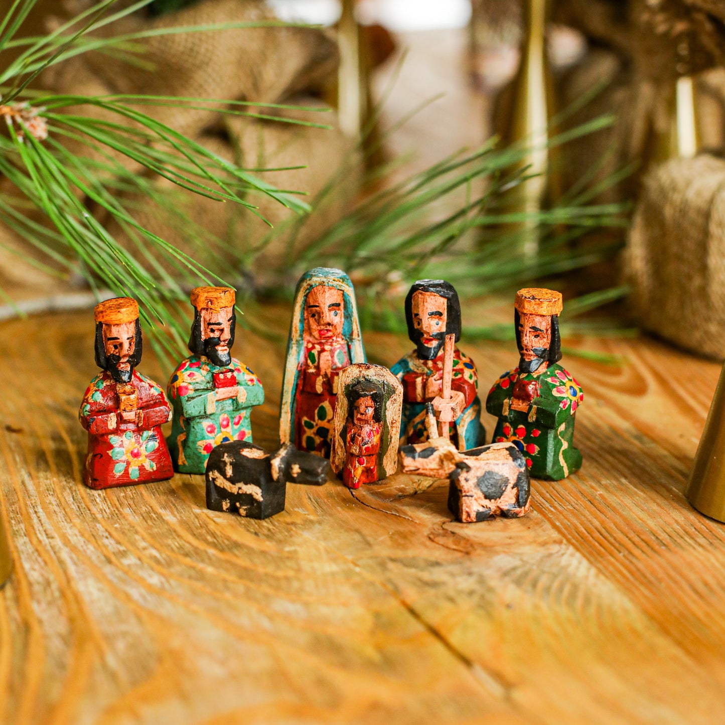 HAND PAINTED WOODEN NATIVITY - SMALL - NO. 10006