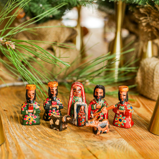 HAND PAINTED WOODEN NATIVITY - SMALL - NO. 10004