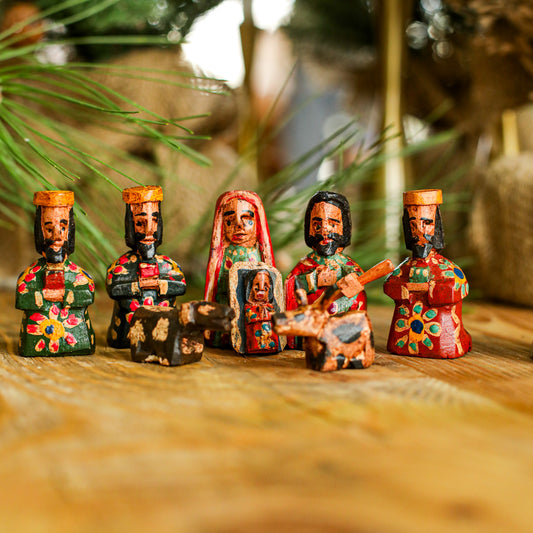 HAND PAINTED WOODEN NATIVITY - SMALL - NO. 10004