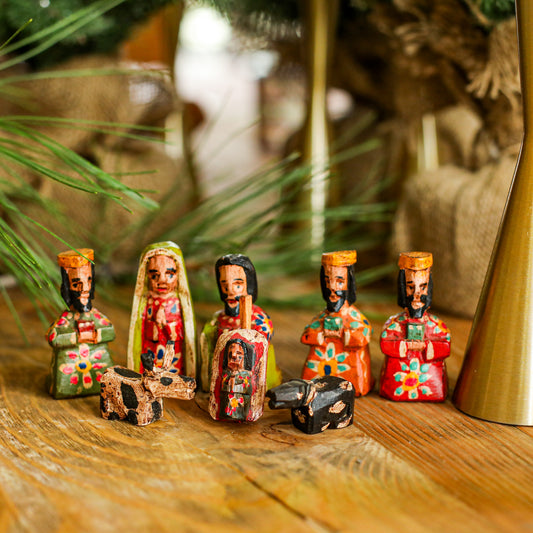 HAND PAINTED WOODEN NATIVITY - SMALL - NO. 10003