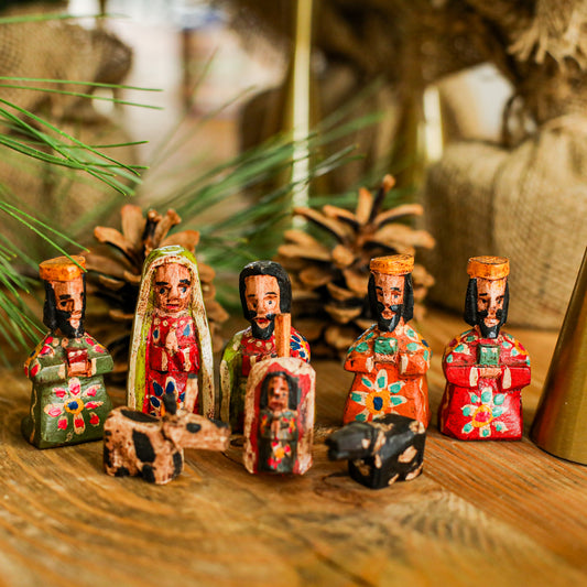 HAND PAINTED WOODEN NATIVITY - SMALL - NO. 10003