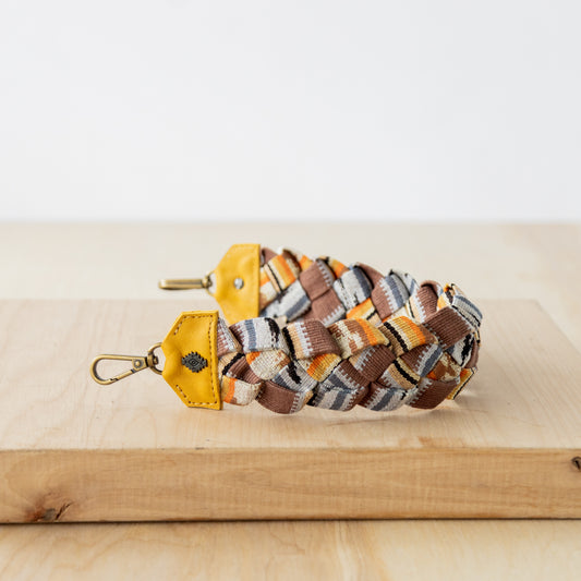 CHAIN BRAID SHOULDER STRAP - ARTISAN COLLECTION - UMBER - MUSTARD LEATHER