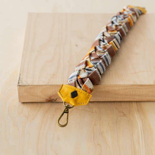 CHAIN BRAID SHOULDER STRAP - ARTISAN COLLECTION - UMBER - MUSTARD LEATHER