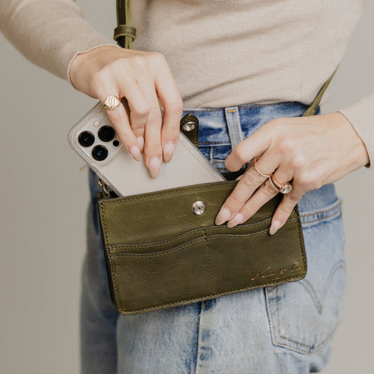 AMIGO CROSS BODY BAG - MEXICO COLLECTION - OLIVE LEATHER