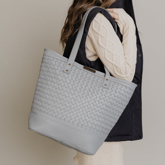 HANDWOVEN CESTA TOTE - FULL LEATHER - GREY
