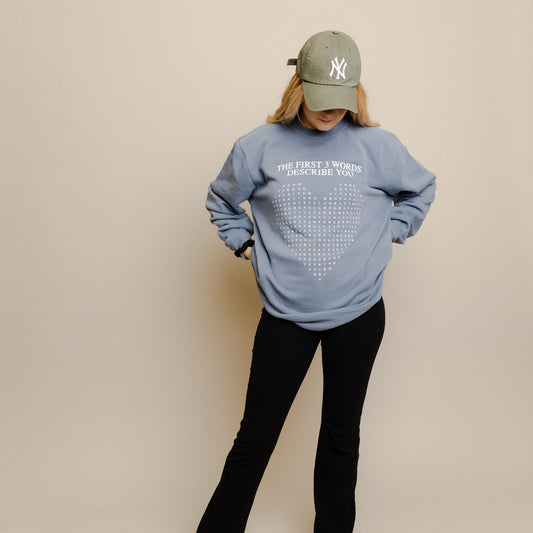NENA & CO. APPAREL - WORD SEARCH CREWNECK SWEATSHIRT - STEEL BLUE