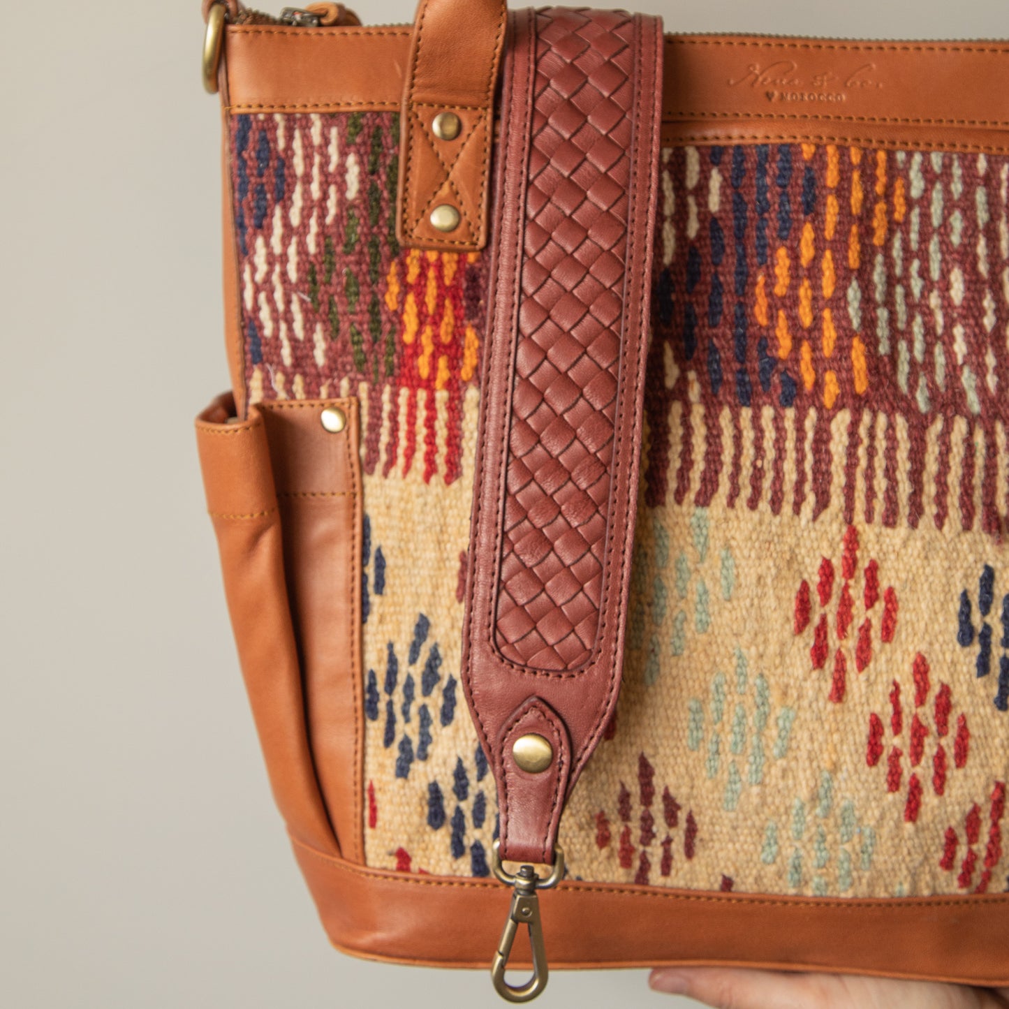SHOULDER STRAP - MOROCCO WOVEN LEATHER - CABERNET