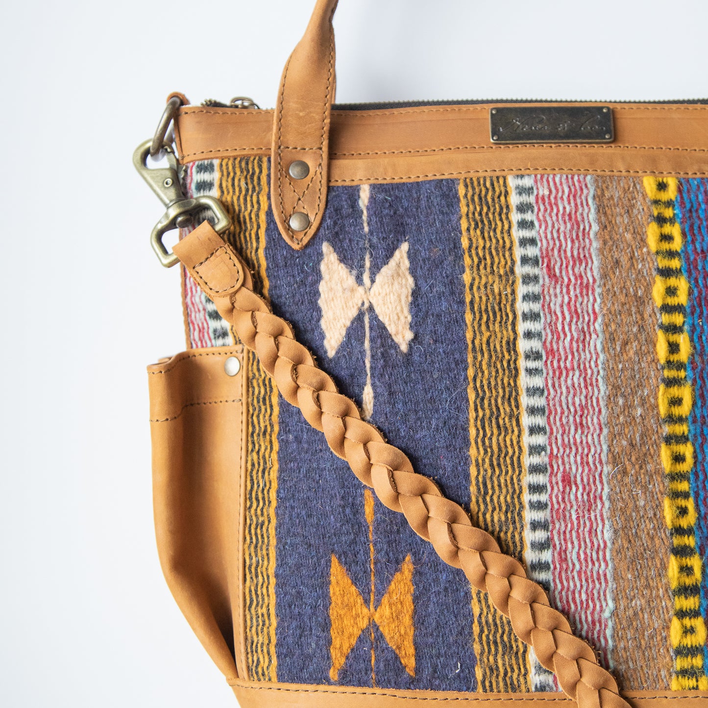 BRAIDED SHOULDER STRAP - MEXICO COLLECTION - TOBACCO LEATHER