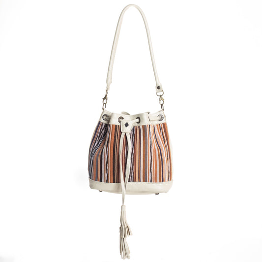 SMALL DRAWSTRING BUCKET BAG - ALMENDRA - BONE