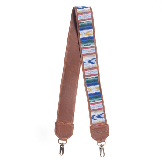 BAG STRAP - ARTISAN COLLECTION - DUNA AZUL - CAFE LEATHER