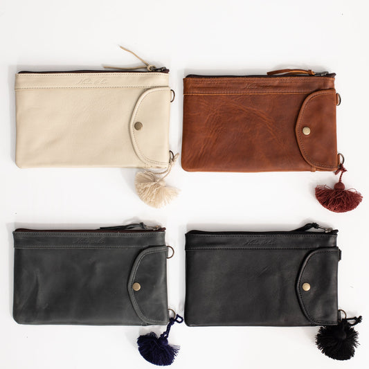 EVERYTHING CLUTCH WITH UTILITY POCKET - FULL LEATHER COLLECTION