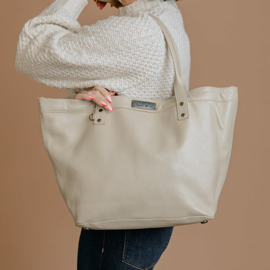 CONVERTIBLE TOTE - FULL LEATHER COLLECTION - BONE