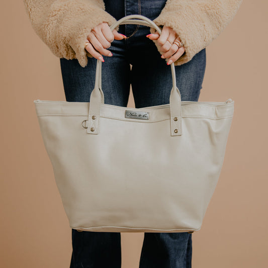 CONVERTIBLE TOTE - FULL LEATHER COLLECTION - BONE