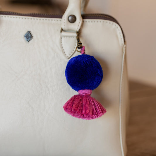 MINI POM TASSEL CHARM - ACCESSORIES COLLECTION - ROYAL & PINK