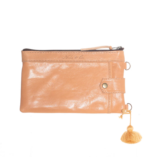 EVERYTHING CLUTCH - FULL LEATHER - SANDSTONE