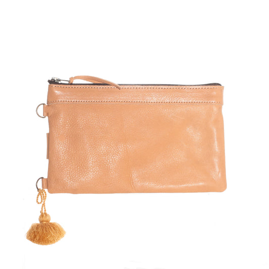 EVERYTHING CLUTCH - FULL LEATHER - SANDSTONE