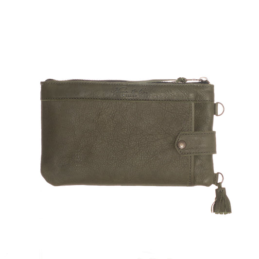 EVERYTHING CLUTCH - MEXICO COLLECTION - FULL LEATHER - OLIVE