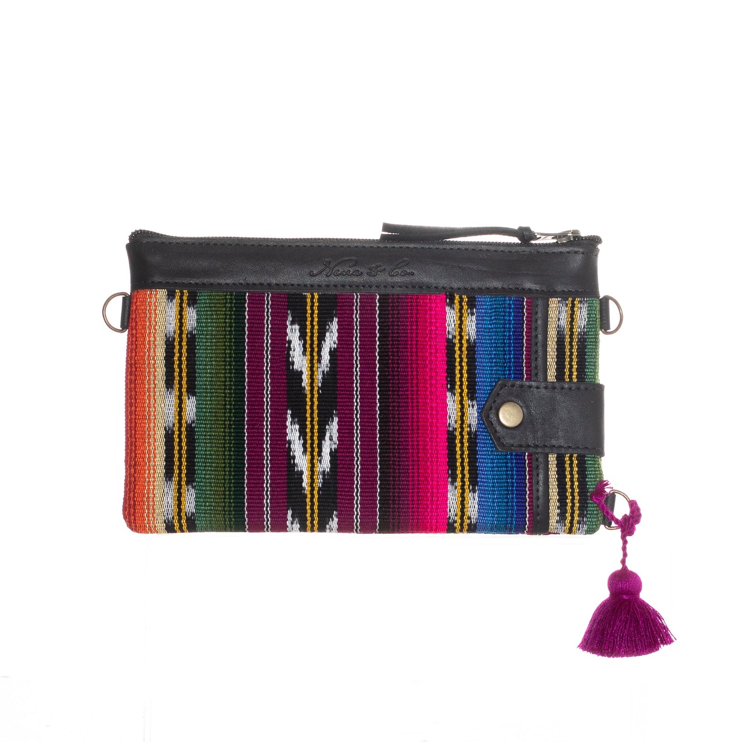 EVERYTHING CLUTCH WITH 3 D-RINGS - ARTISAN COLLECTION - RAINBOW FALLS - BLACK LEATHER