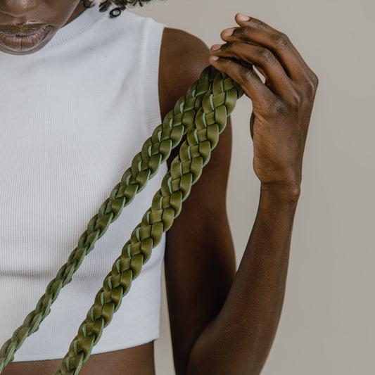 BRAIDED CROSSBODY STRAP - DEEP EMERALD