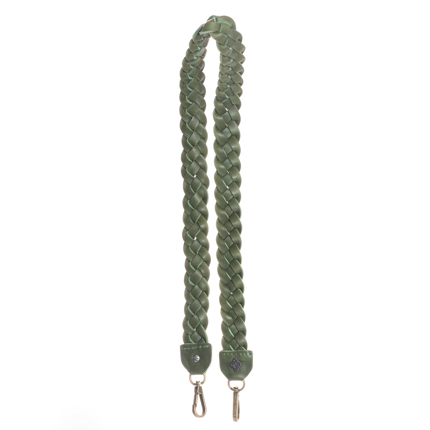 BRAIDED CROSS BODY STRAP - ARTISAN COLLECTION - FULL LEATHER - DEEP EMERALD