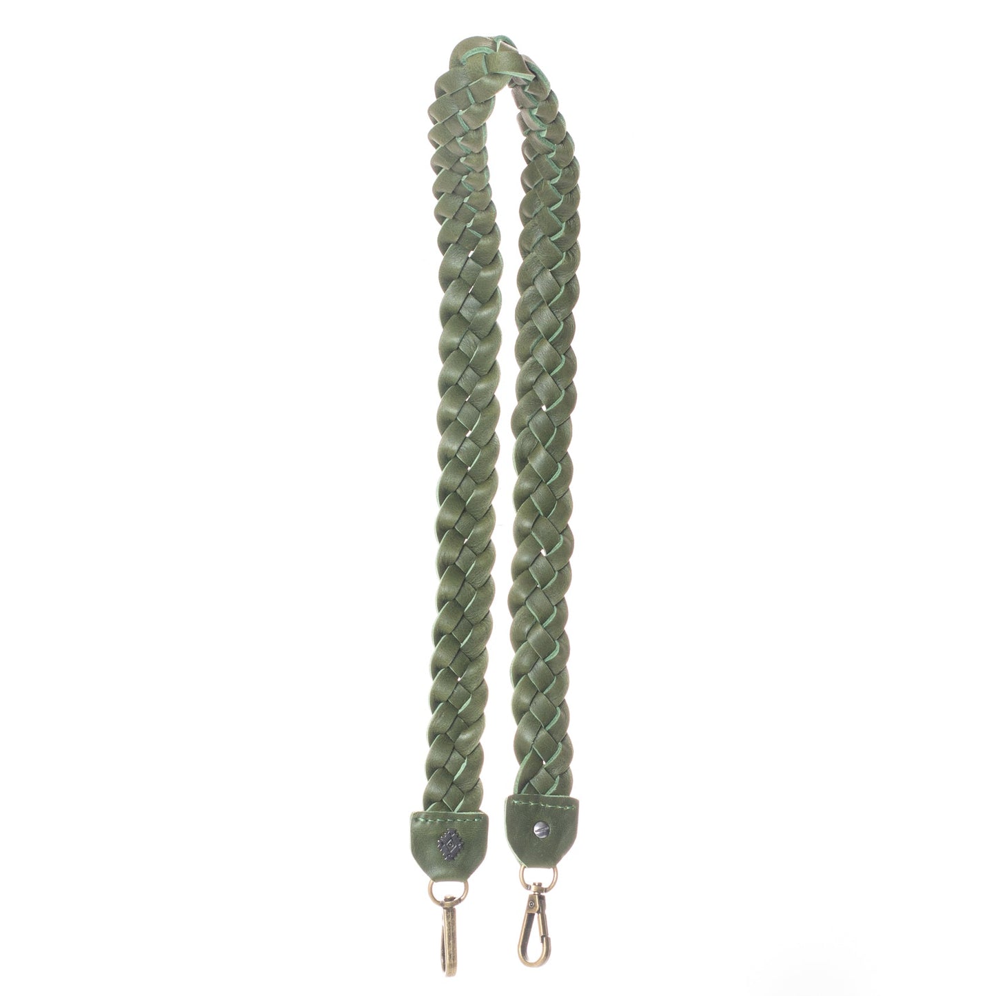 BRAIDED CROSS BODY STRAP - ARTISAN COLLECTION - FULL LEATHER - DEEP EMERALD