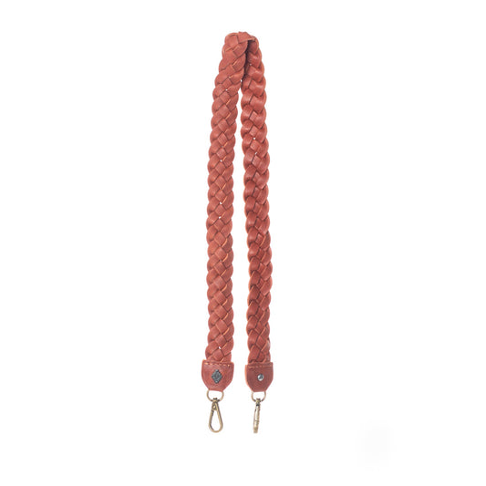 BRAIDED CROSS BODY STRAP - ARTISAN FULL LEATHER - SIENNA