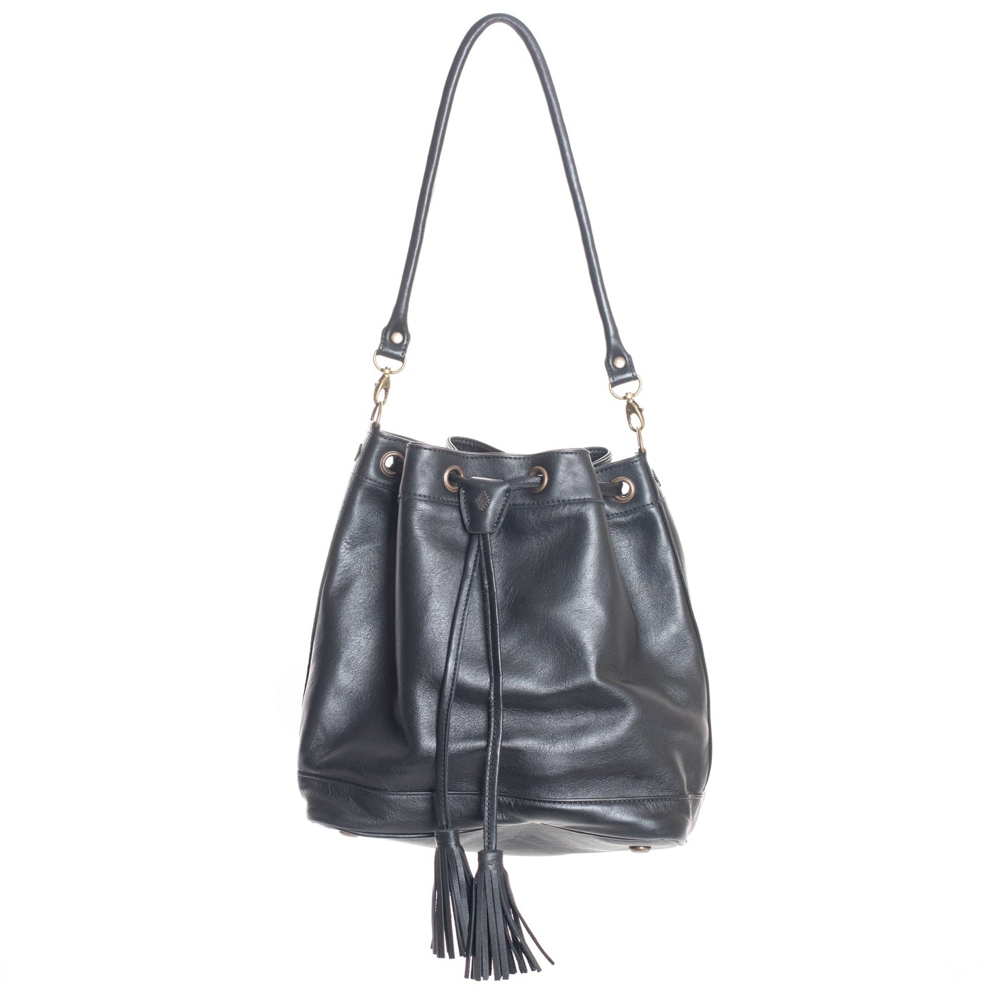 ALI'S STASH - DRAWSTRING BUCKET BAG - BLACK - NO. A-10074