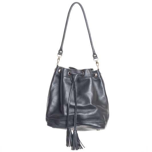 ALI'S STASH - DRAWSTRING BUCKET BAG - BLACK - NO. A-10074