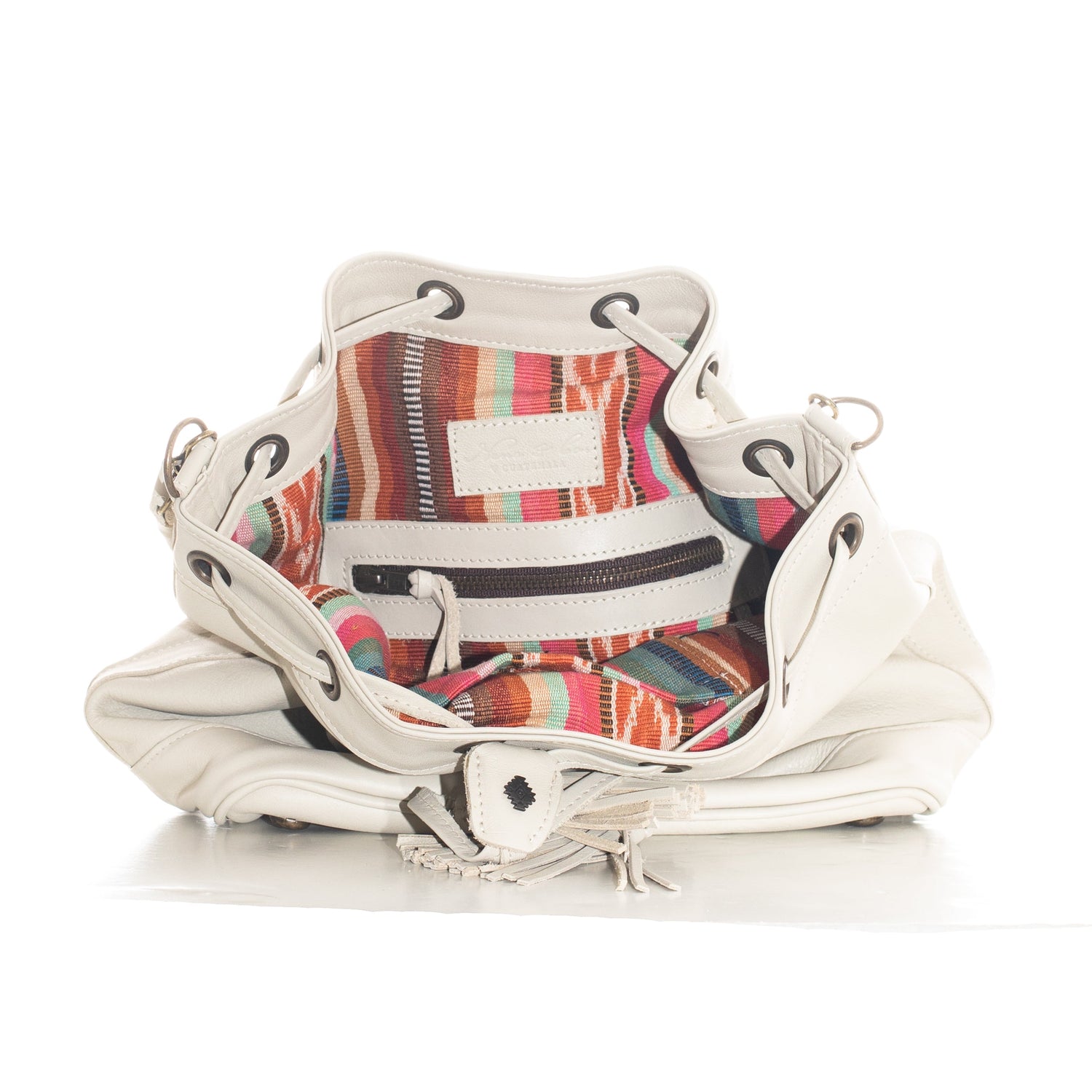 DRAWSTRING BUCKET BAG - FULL LEATHER - BONE – Nena & Co.