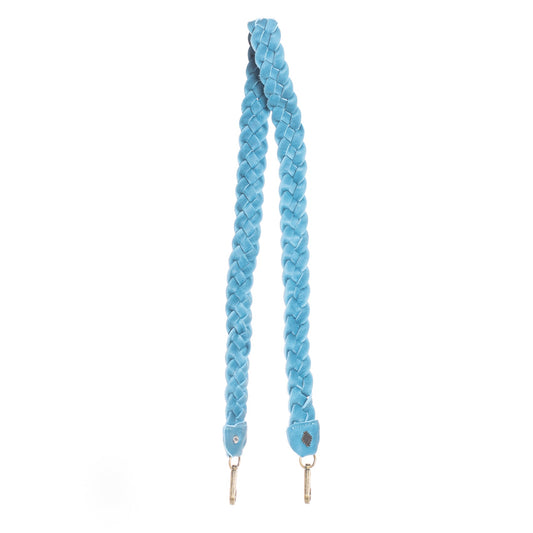 BRAIDED CROSS BODY STRAP - ARTISAN FULL LEATHER - CERULEAN