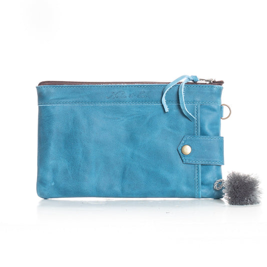 THE EVERYTHING CLUTCH - FULL LEATHER COLLECTION - CERULEAN LEATHER