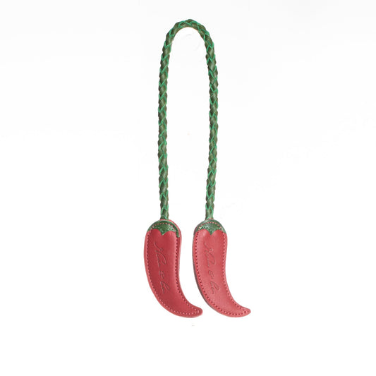 DOUBLE CHILI PEPPER CHARM - ACCESSORIES COLLECTION - CHILI & EMERALD LEATHER