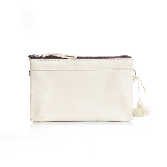 DOUBLE  PERFECT CLUTCH - FULL LEATHER COLLECTION - BONE LEATHER