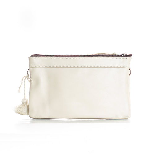 DOUBLE  PERFECT CLUTCH - FULL LEATHER - BONE