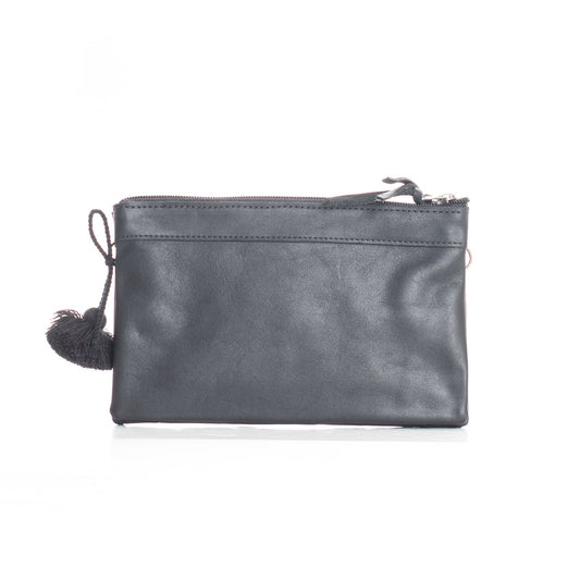DOUBLE PERFECT CLUTCH - FULL LEATHER COLLECTION - BLACK LEATHER