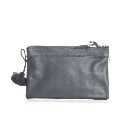 DOUBLE PERFECT CLUTCH - FULL LEATHER - BLACK