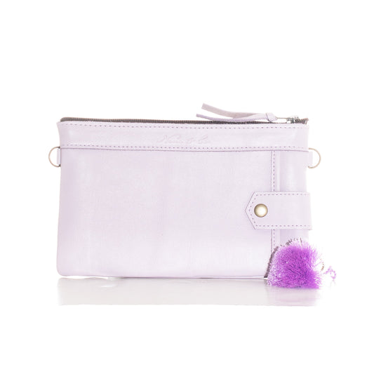 EVERYTHING CLUTCH WITH 3 D-RINGS - FULL LEATHER COLLECTION - LAVENDER