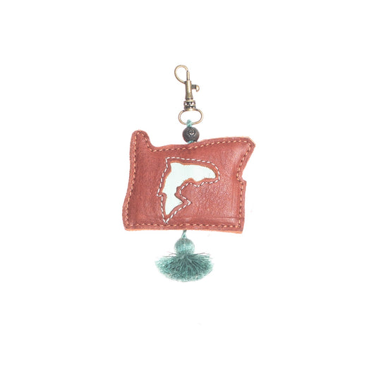 OREGON SALMON - LEATHER CHARM WITH TASSEL - SIENNA LEATHER