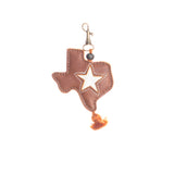 LEATHER CHARM - TEXAS STAR BONE - CAFE